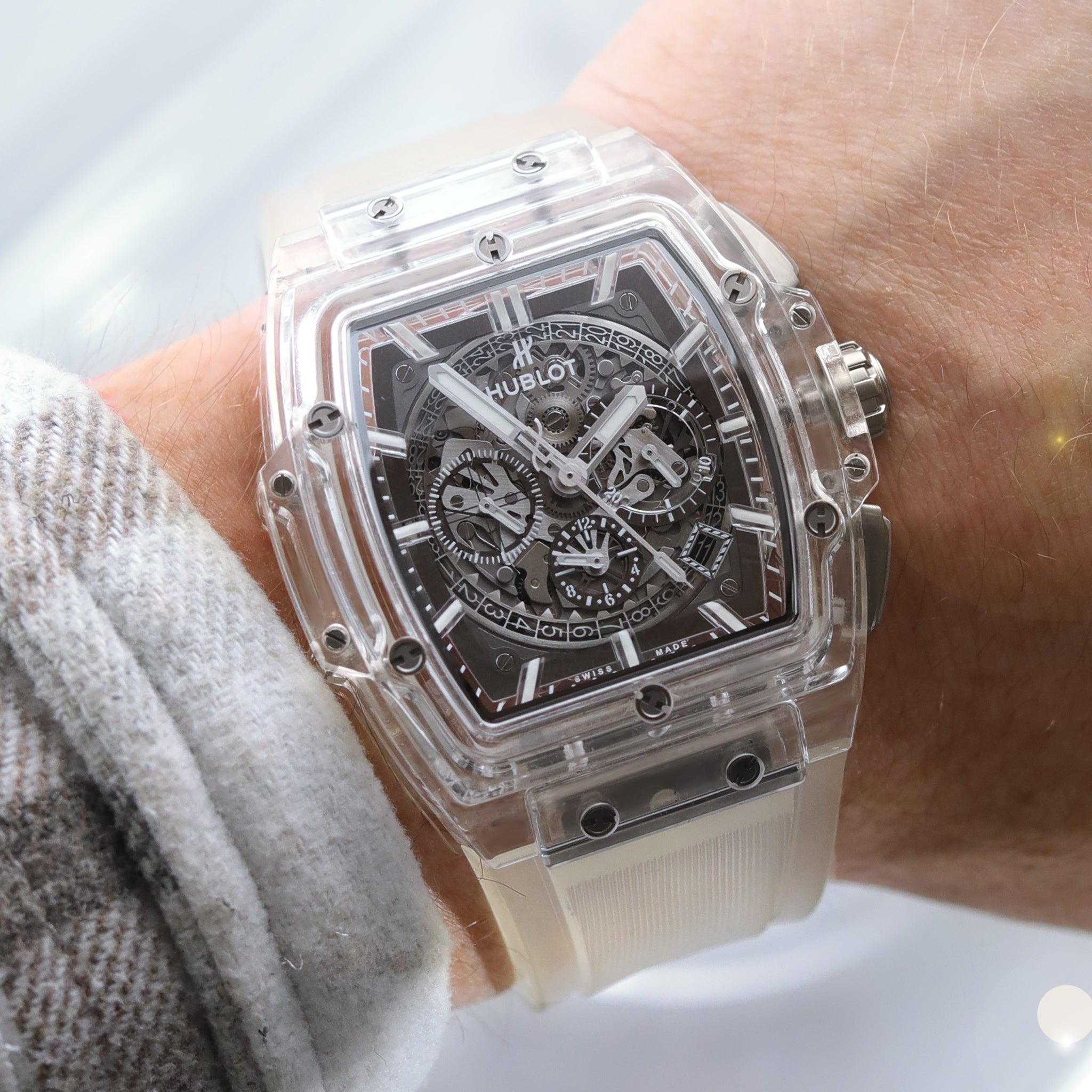 hublot white transparent watch price